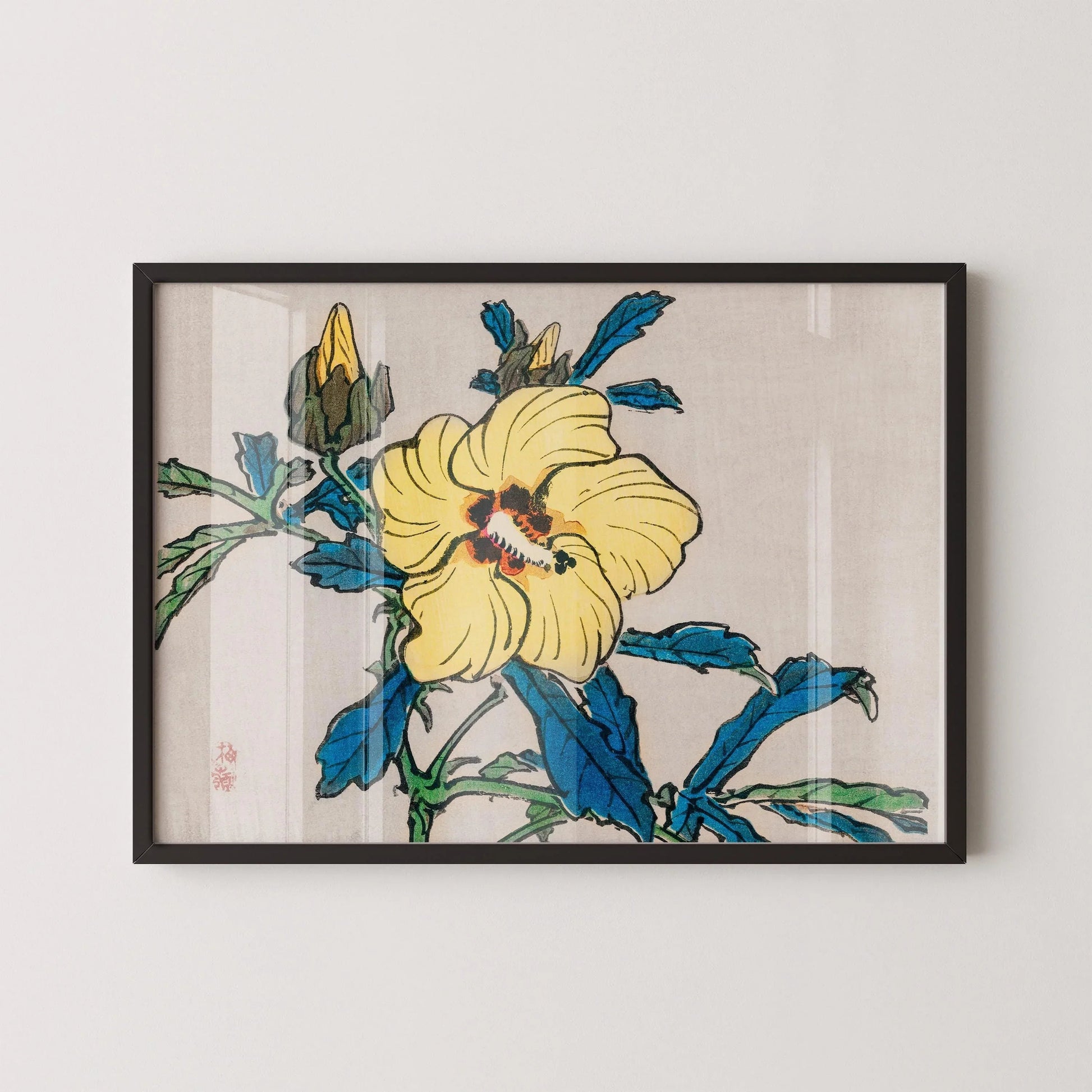 Kono Bairei Hibiscus Print : art mural floral japonais vintage