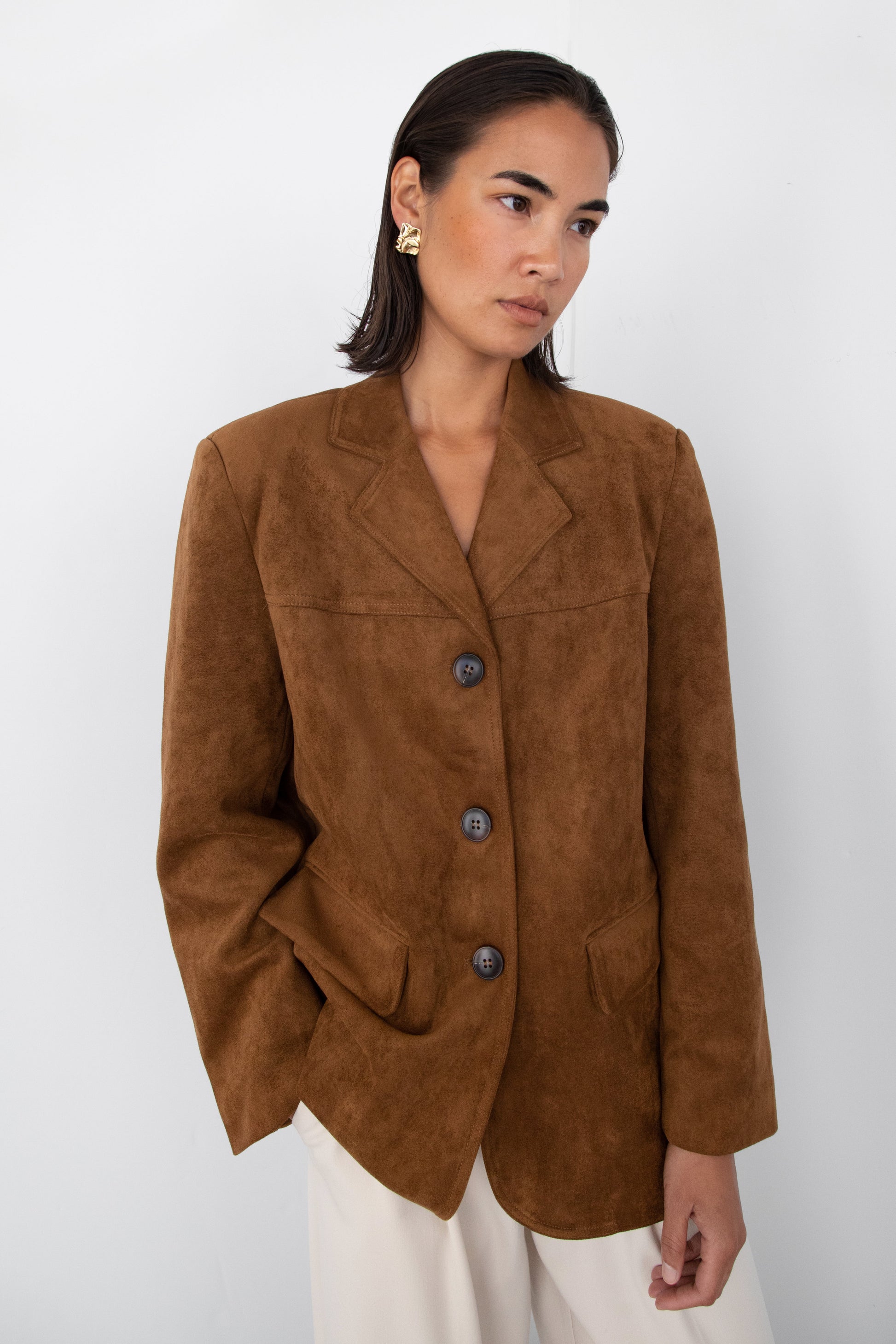 BLAZER OVERSIZE EN DAIM VEGAN