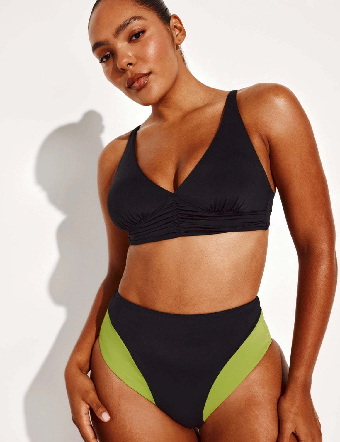 Bas de bikini taille haute - Color Block