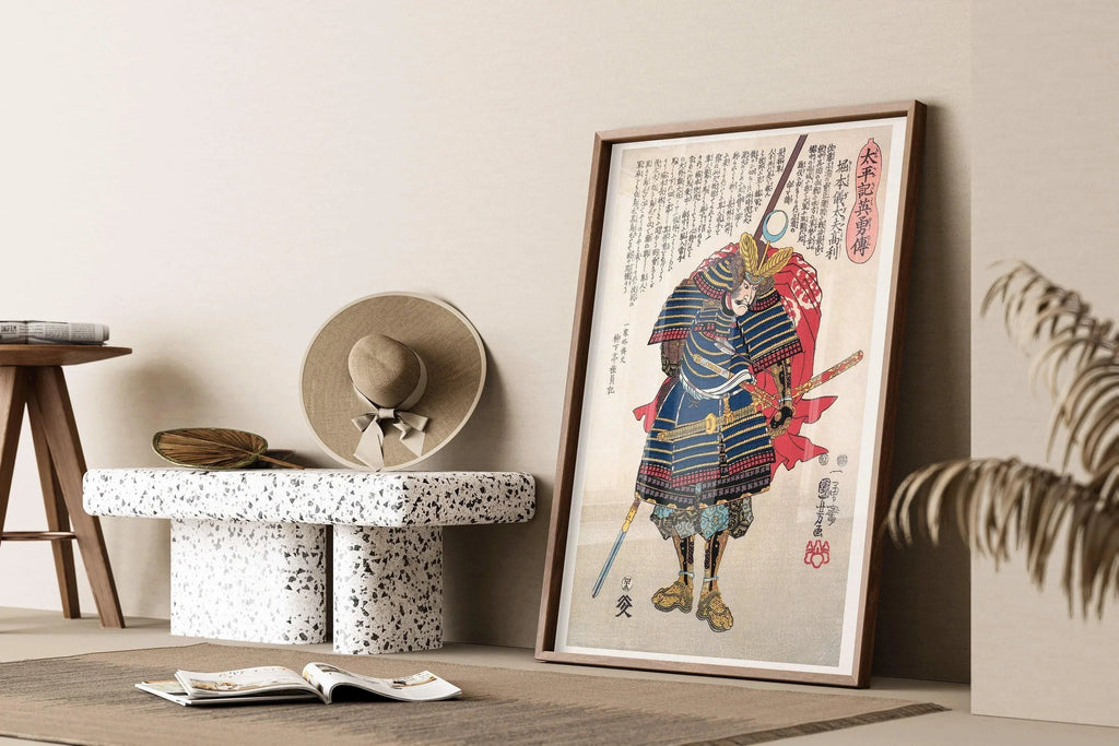 Kuniyoshi Samurai Portrait: Vintage Japanese Woodblock Art Giclee Print