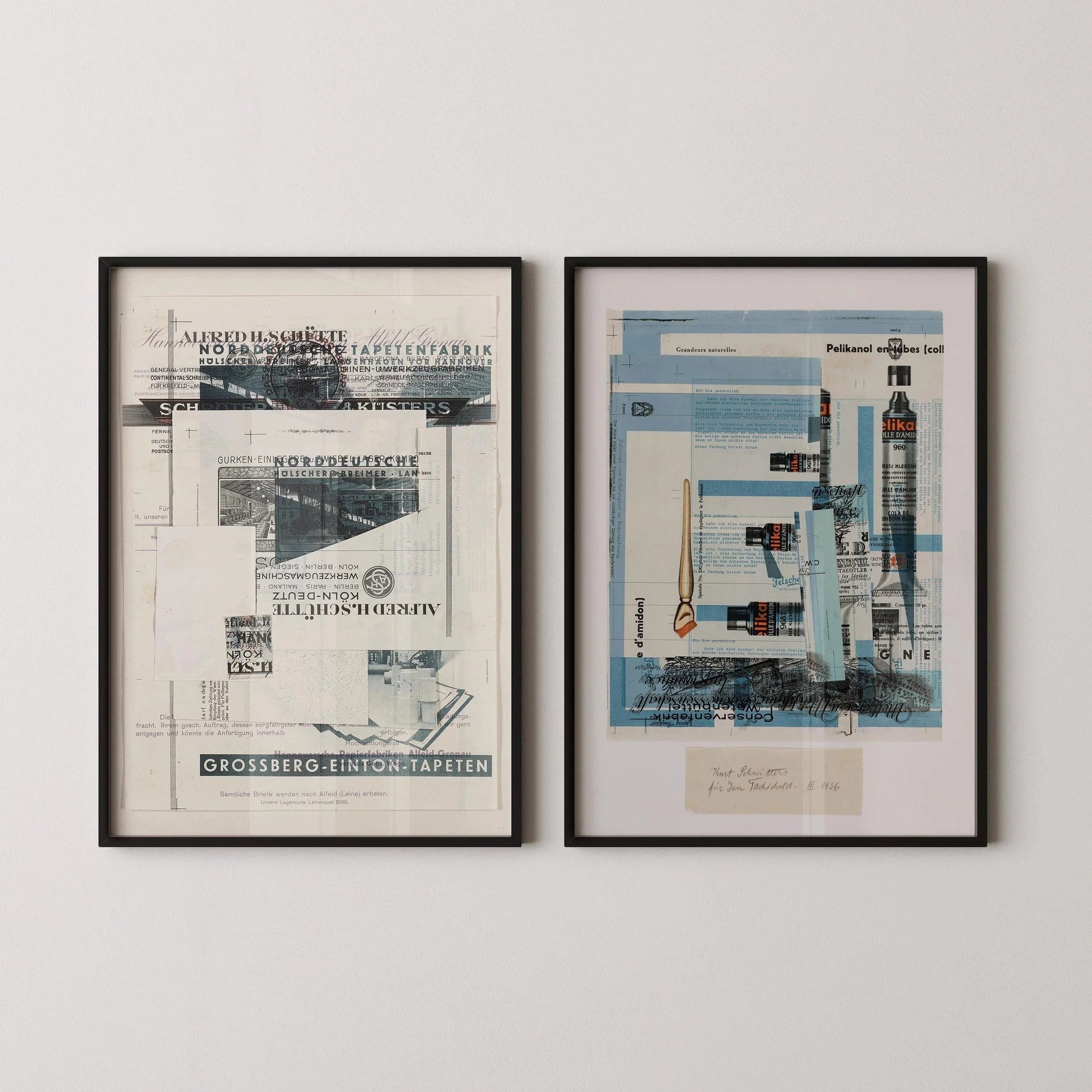 Affiches de Kurt Schwitters : tirages d'art dadaïstes du Bauhaus