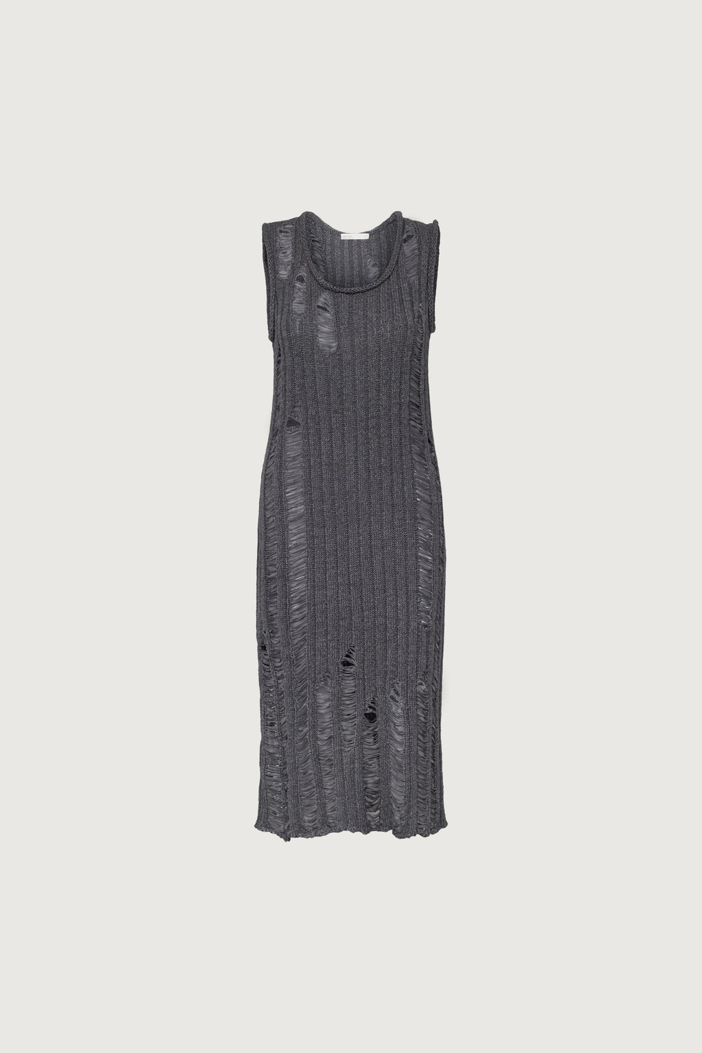 ROBE MIDI SANS MANCHES EN MAILLE CÔTELÉE À L'EFFET USÉ