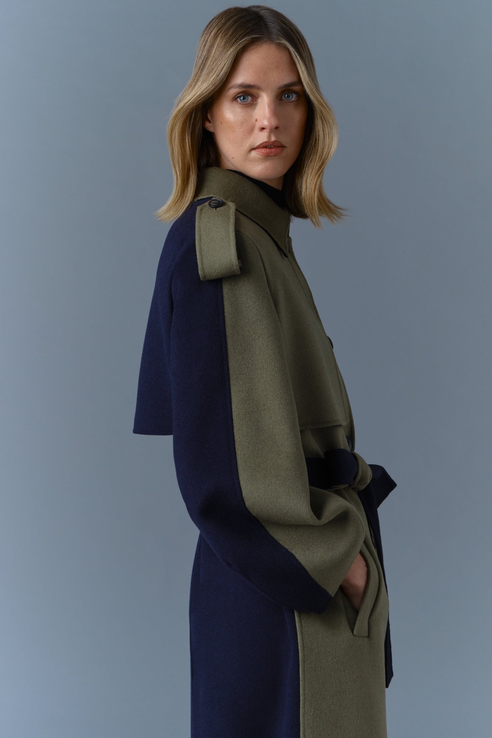 Manteau en laine double face CEYLA avec ceinture