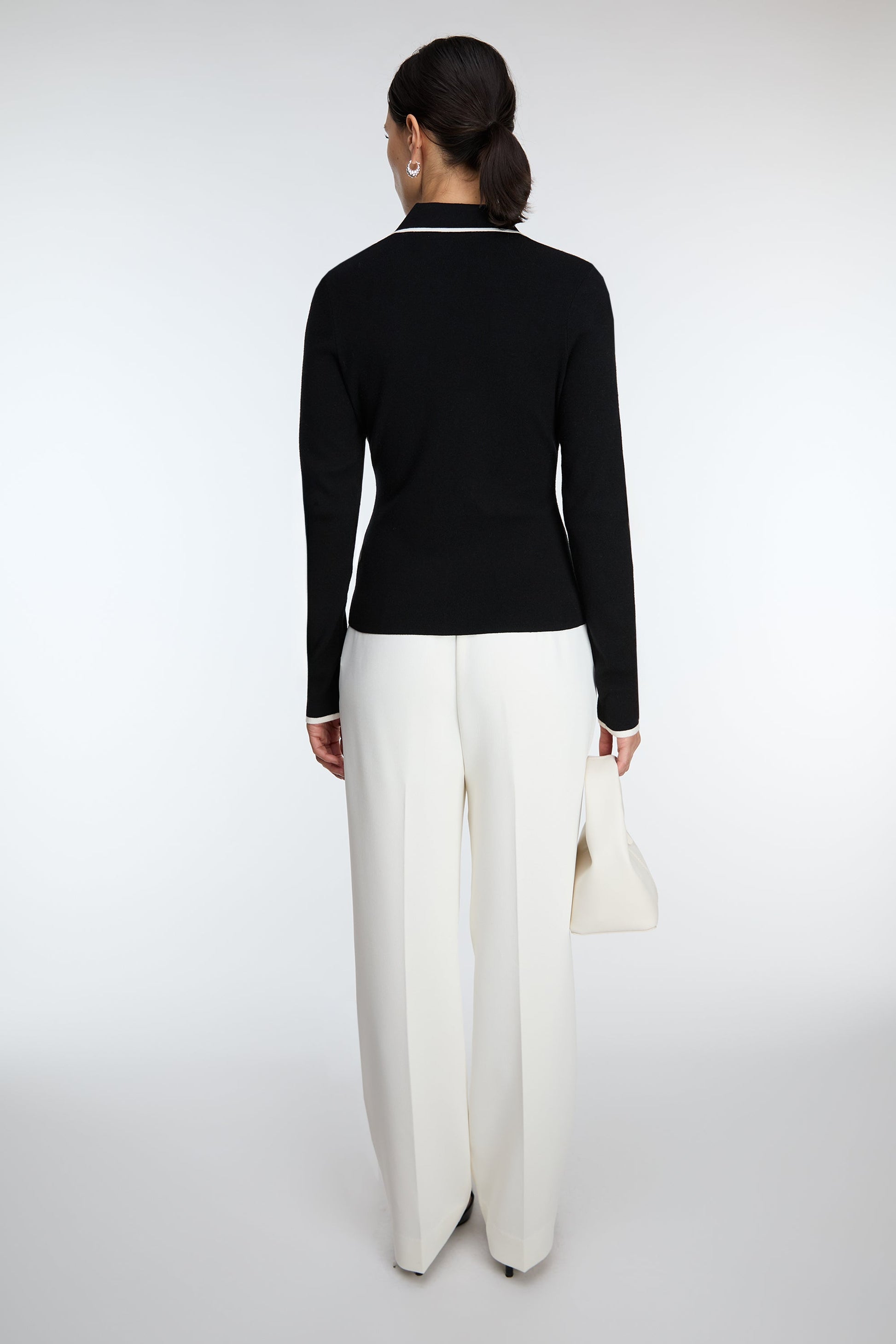CARDIGAN À COL ET BOUTONNAGE CONTRASTÉ SUR LE DEVANT