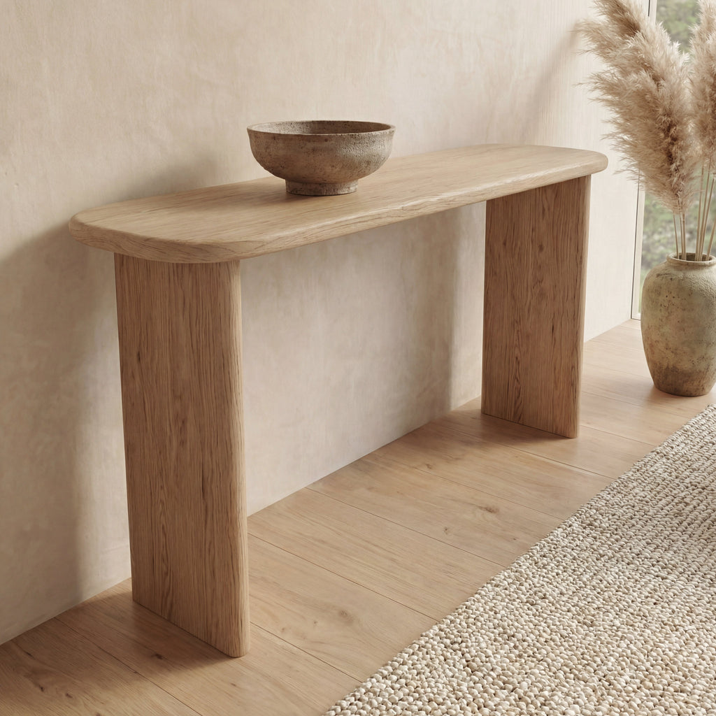 60 Inch Console Table in White Oak