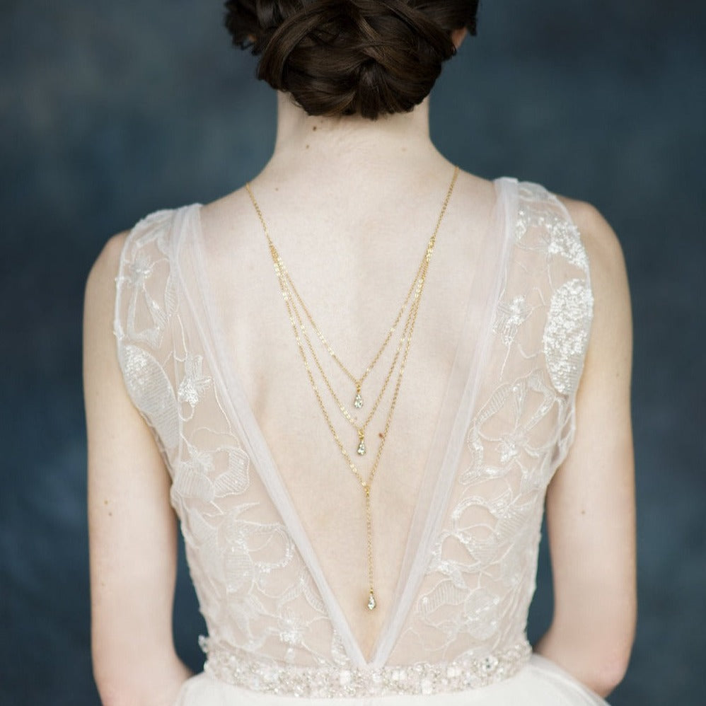 JULIA Crystal Bridal Back Drop Necklace