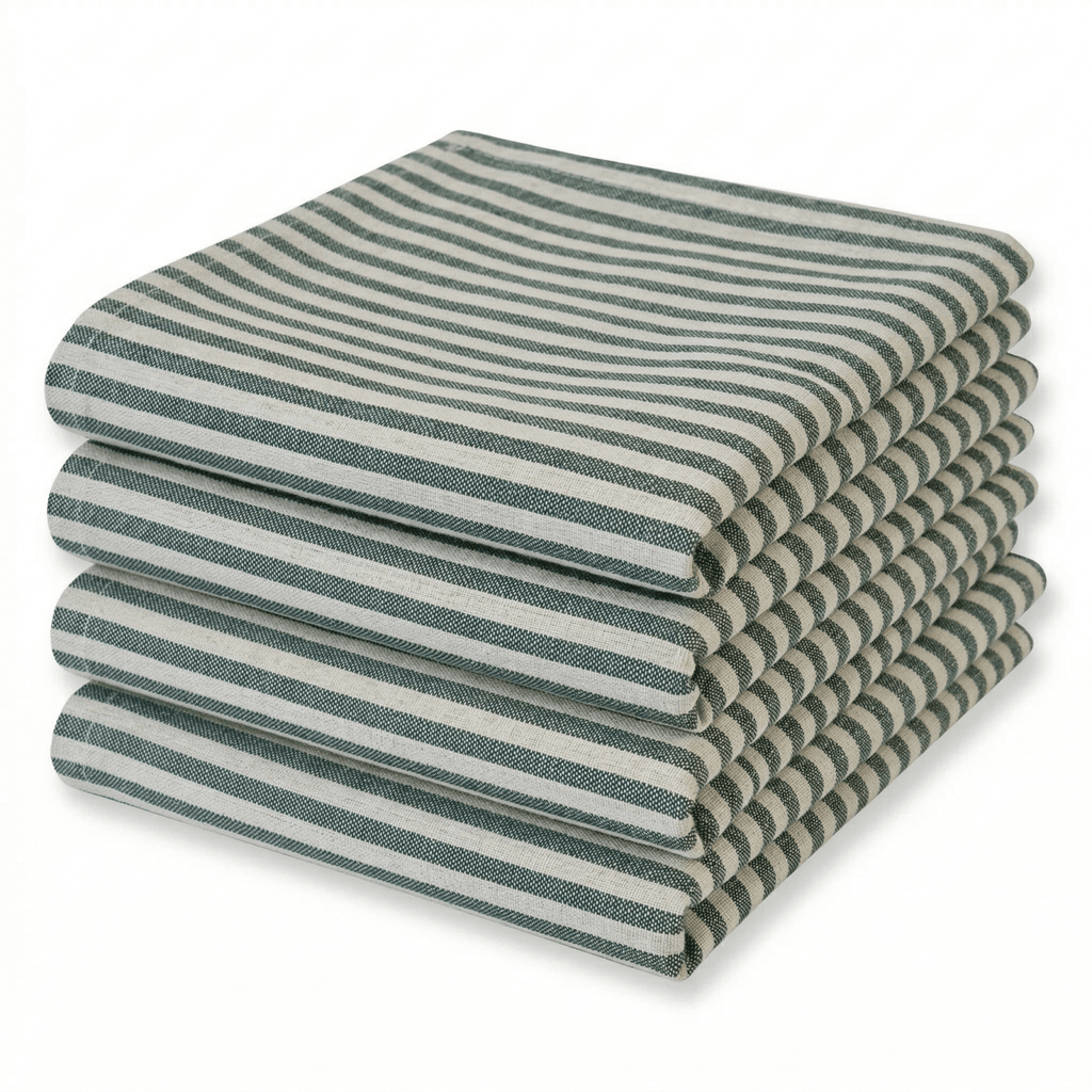 Lemon Tree Green Stripe Cloth Napkin - Set of 4