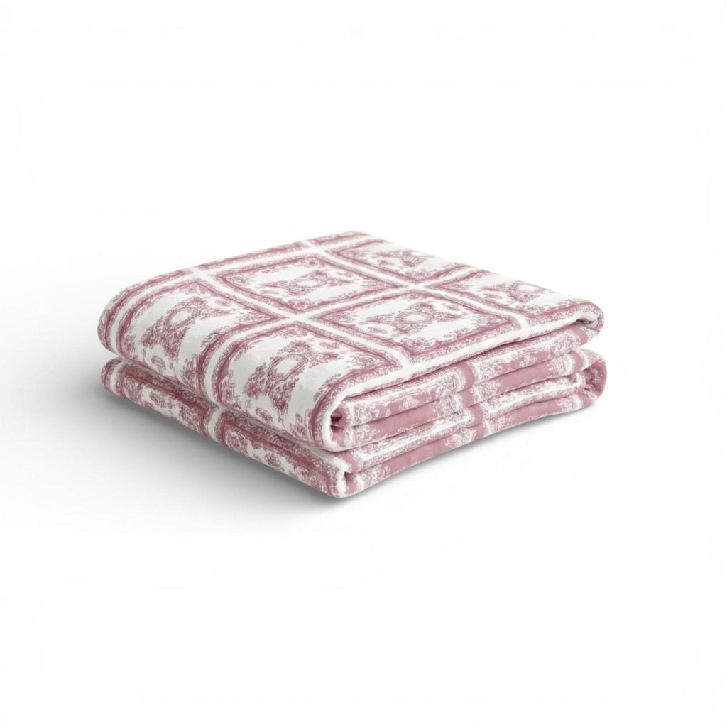 Lemon Tree Stone Washed Cotton Reversible Throw Blanket - Red
