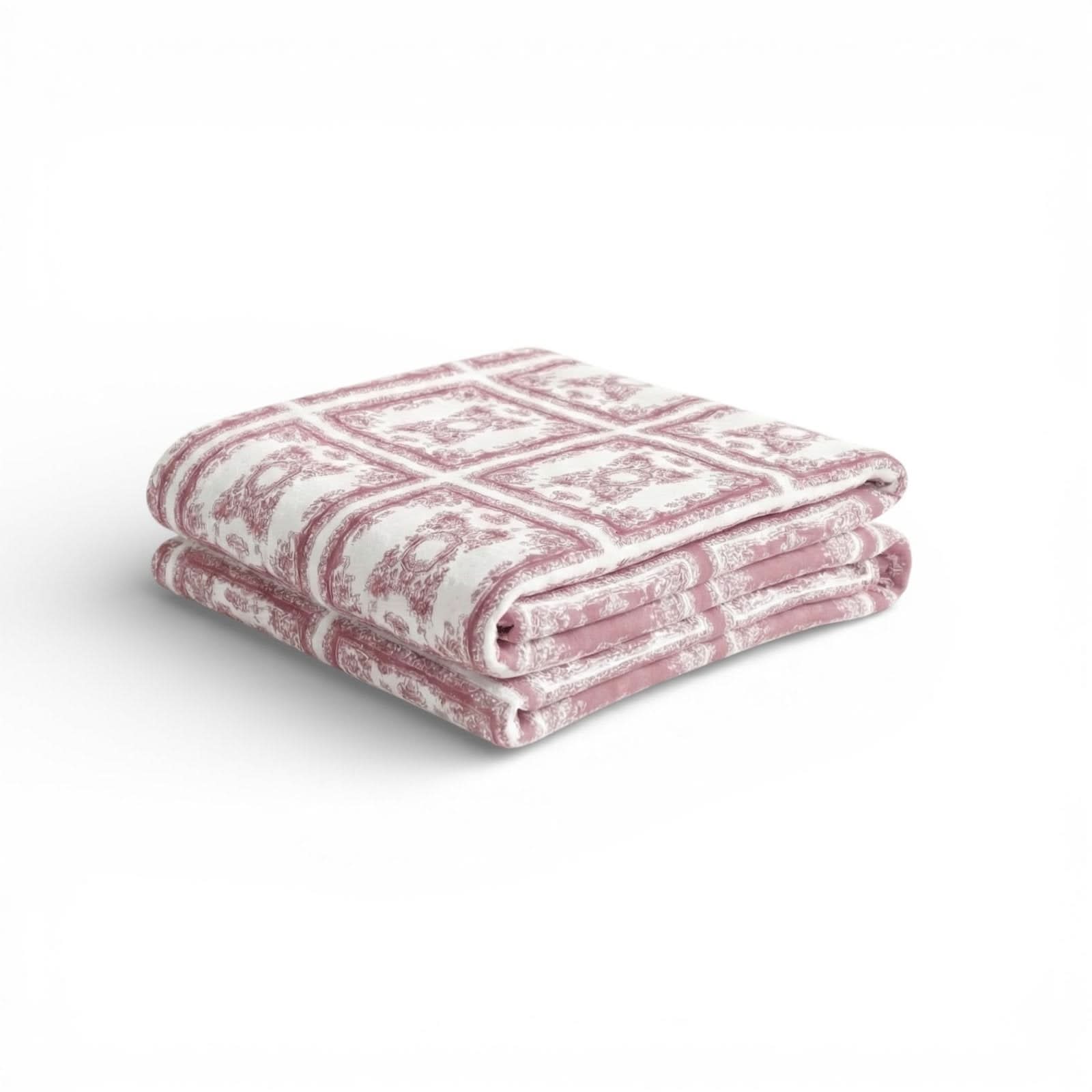 Lemon Tree Stone Washed Cotton Reversible Throw Blanket - Red