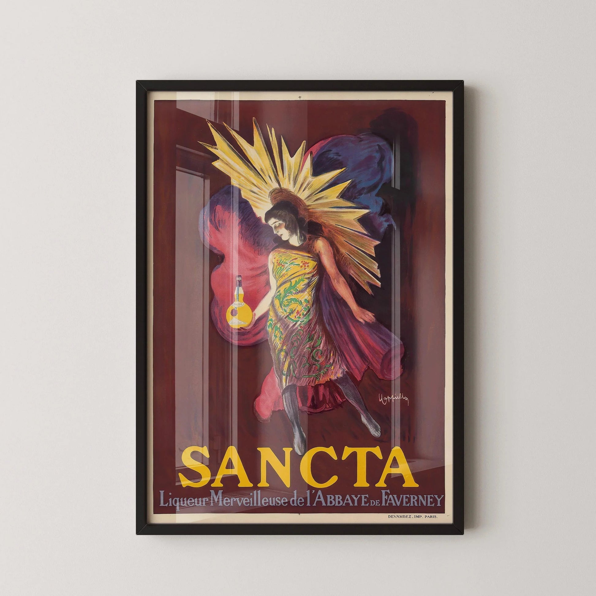 Affiche de liqueur Leonetto Cappiello Sancta : imprimé Art Nouveau vintage