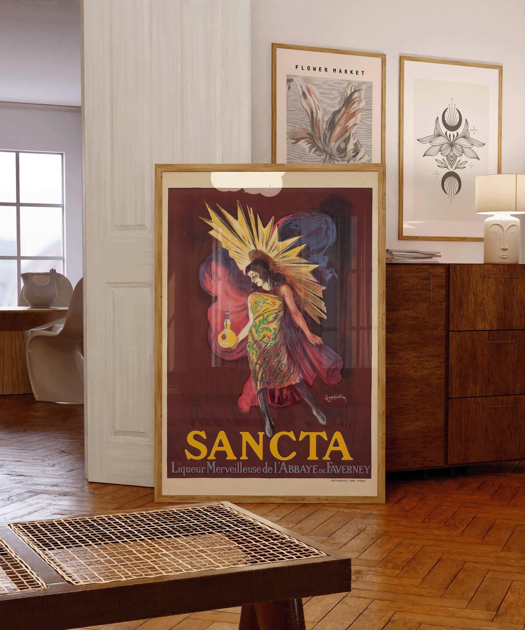 Affiche de liqueur Leonetto Cappiello Sancta : imprimé Art Nouveau vintage