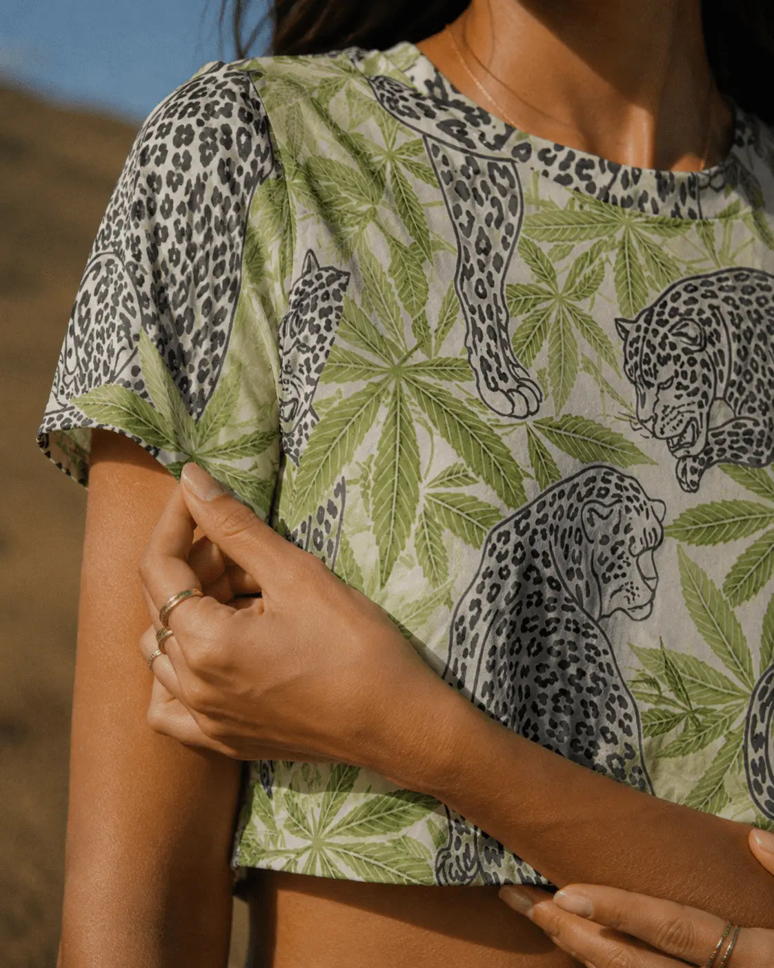 Leopard Print Cropped Ralgan T-Shirt