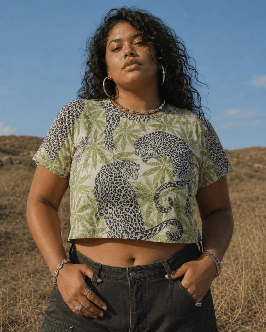 Leopard Print Cropped Ralgan T-Shirt