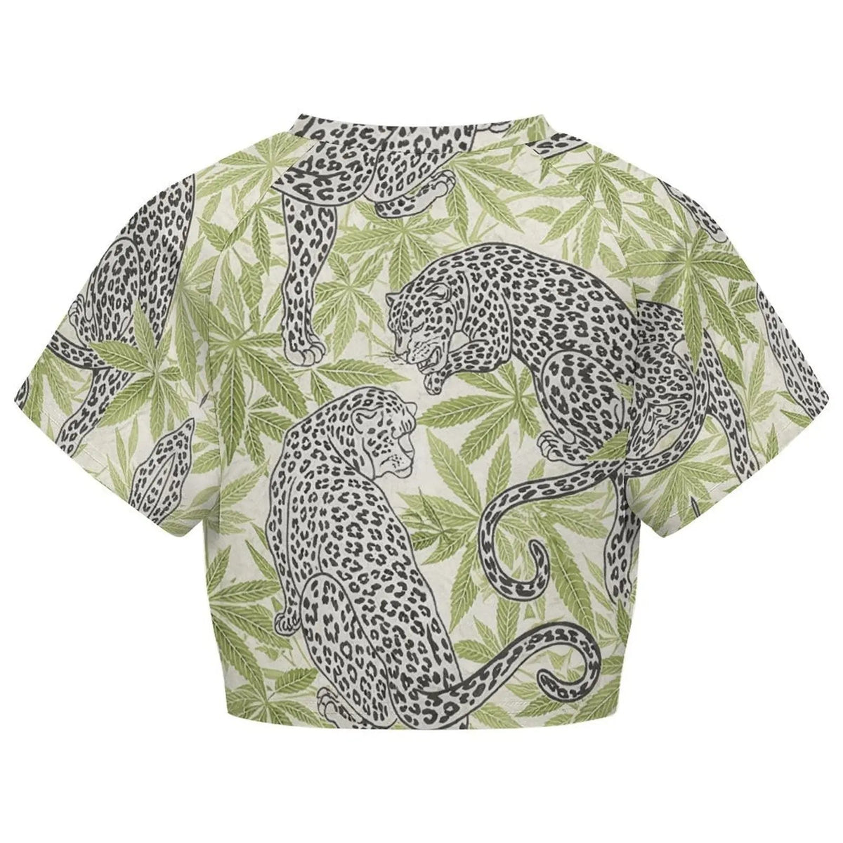 Leopard Print Cropped Ralgan T-Shirt
