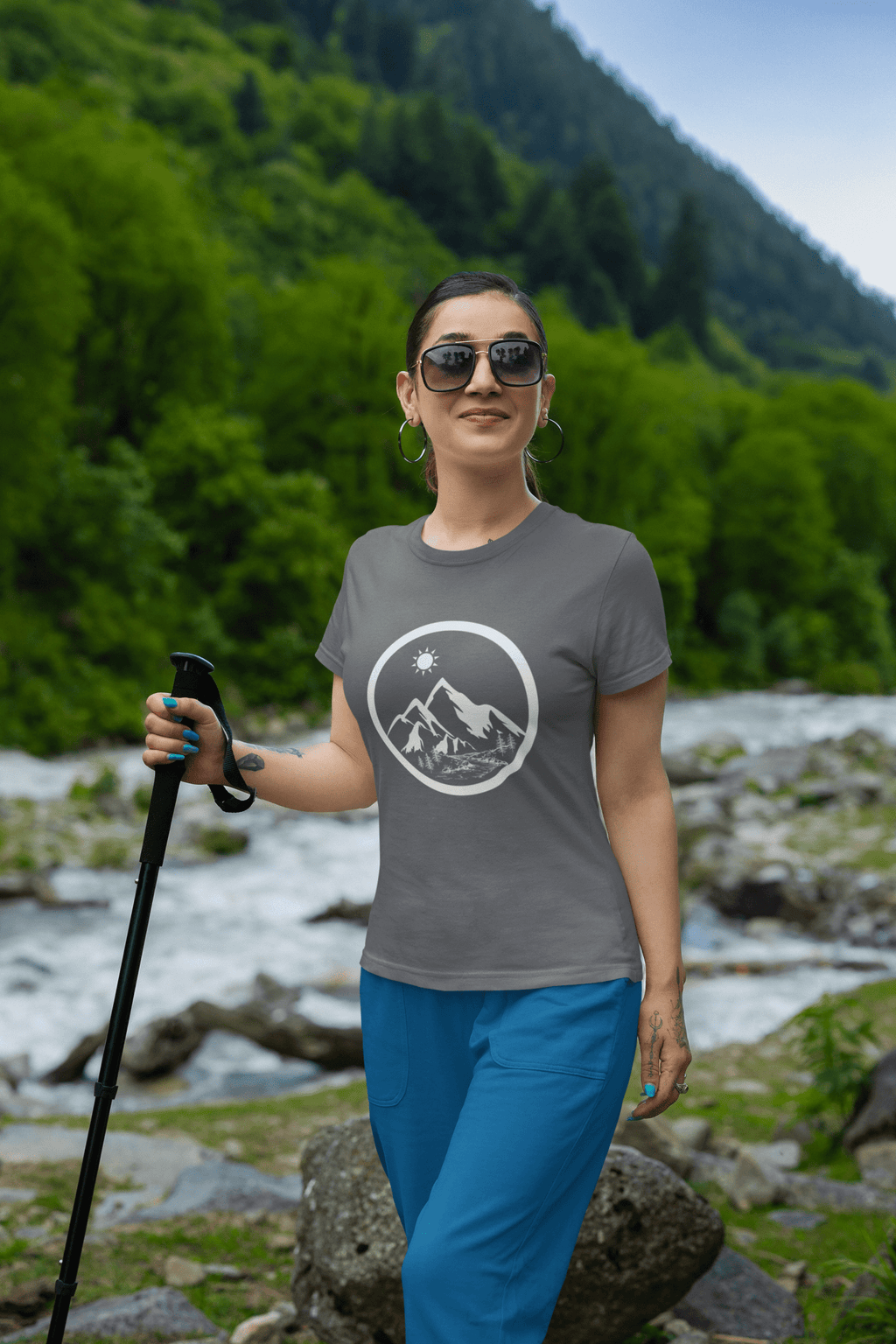T-shirt en coton pour femme « La vie dans les montagnes »