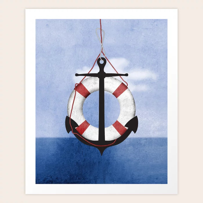 Impression d'art nautique représentant une bouée de sauvetage