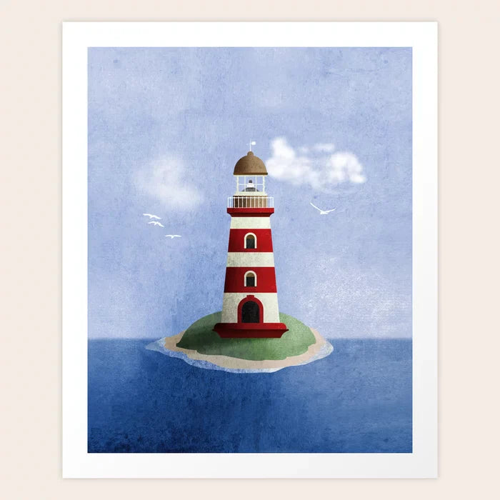 Impression d'art nautique rouge phare