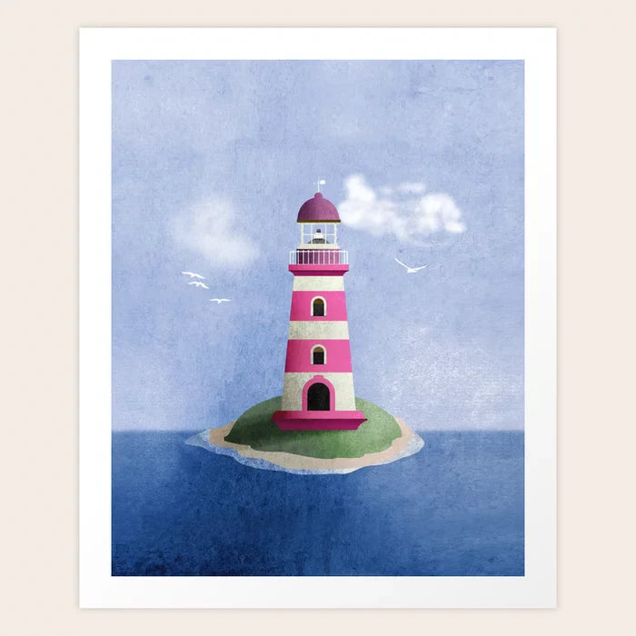 Impression d'art nautique rose phare