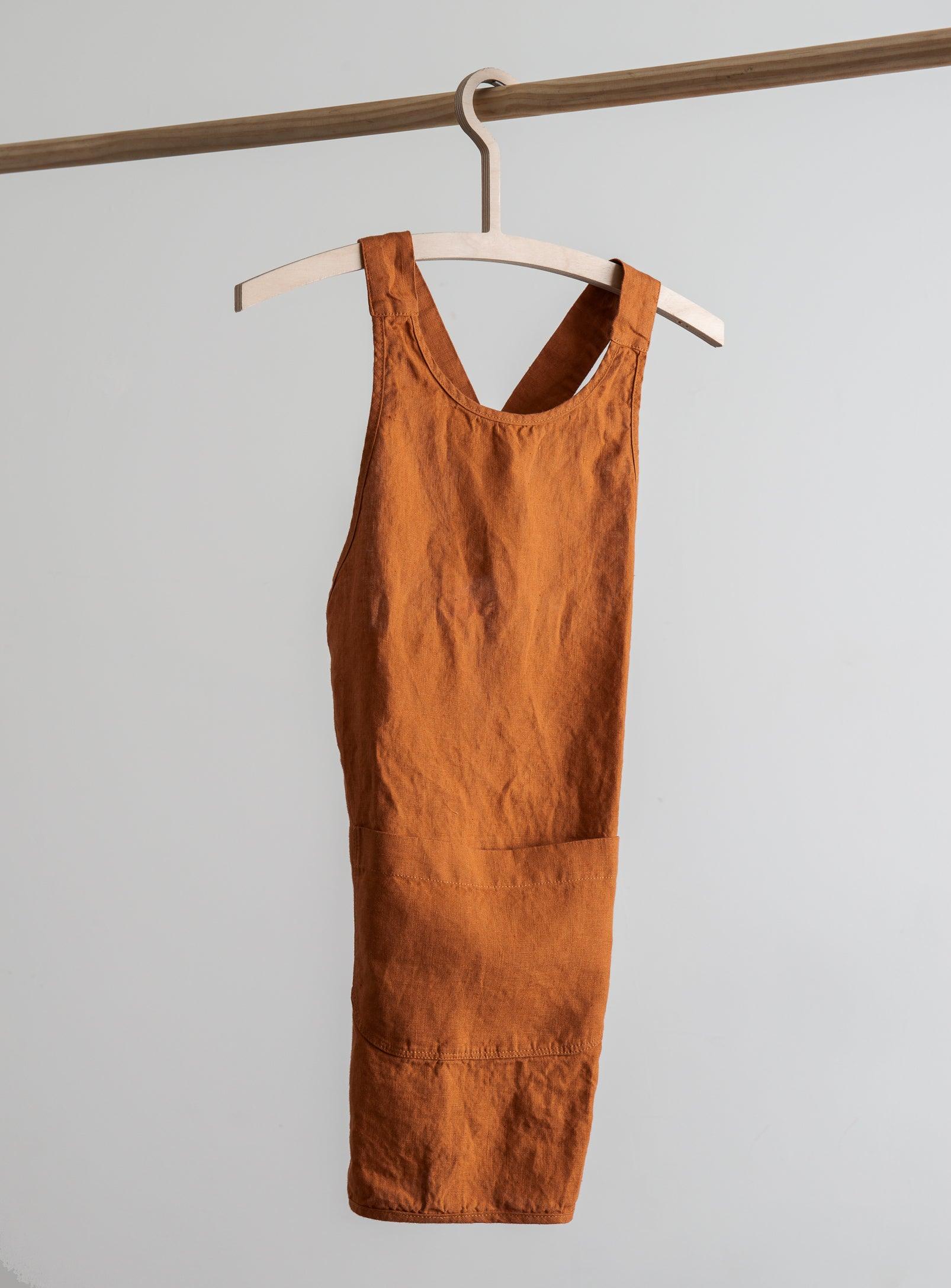 Linen Kids Apron - Burnt Orange