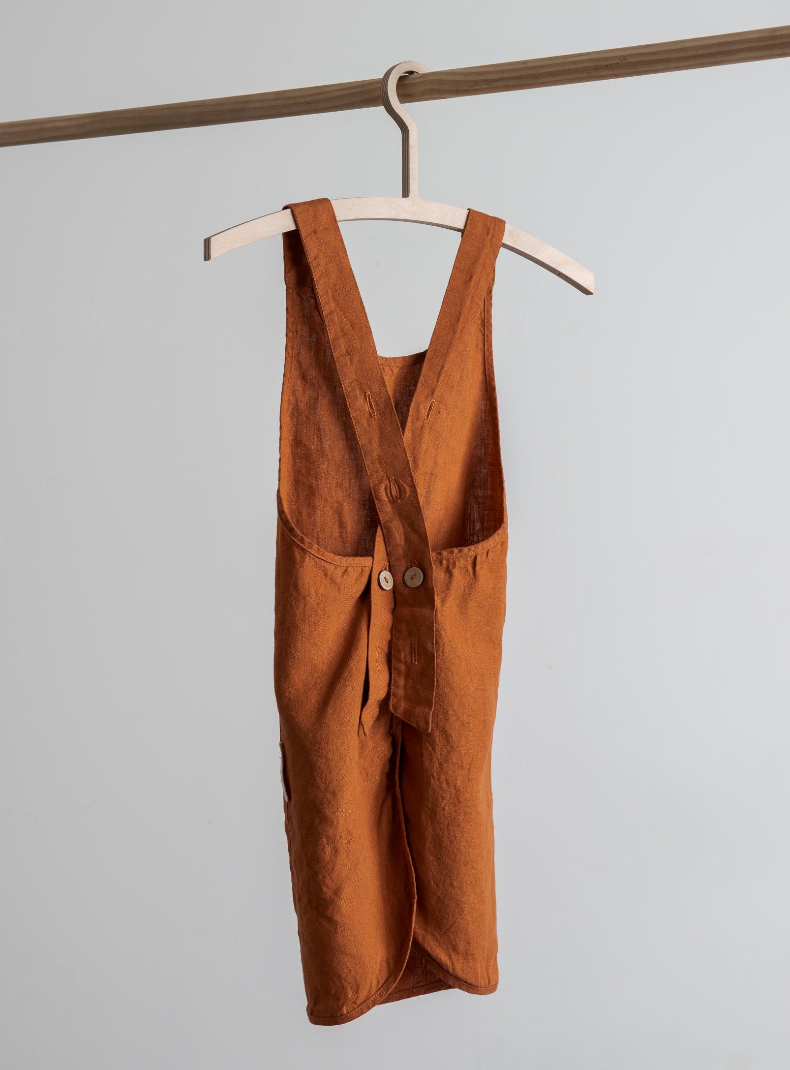 Linen Kids Apron - Burnt Orange