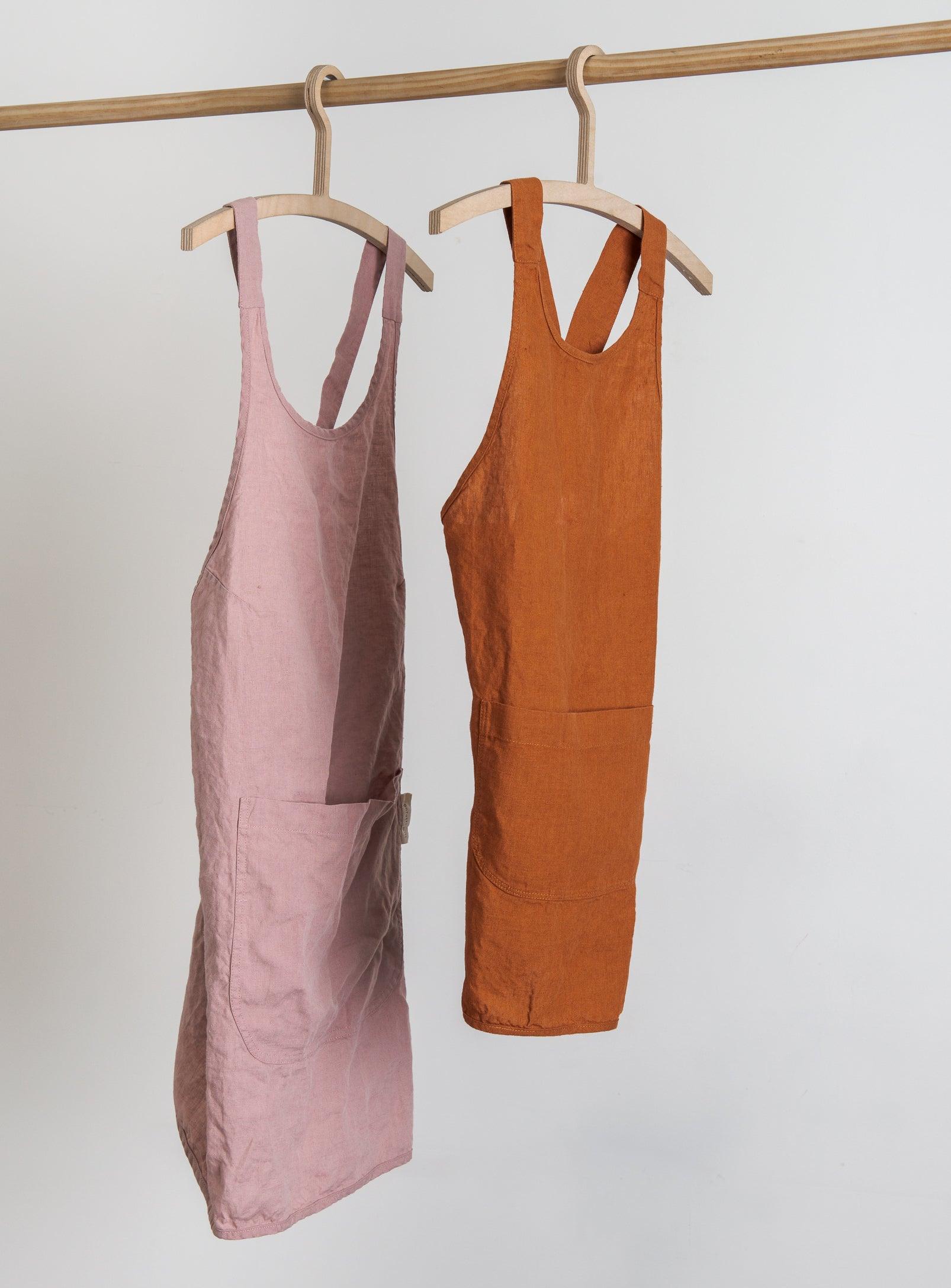 Linen Kids Apron - Burnt Orange
