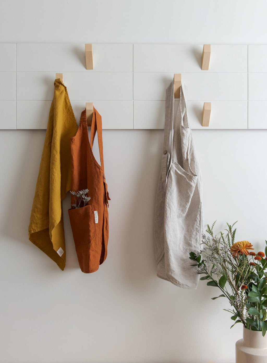 Linen Kids Apron - Burnt Orange