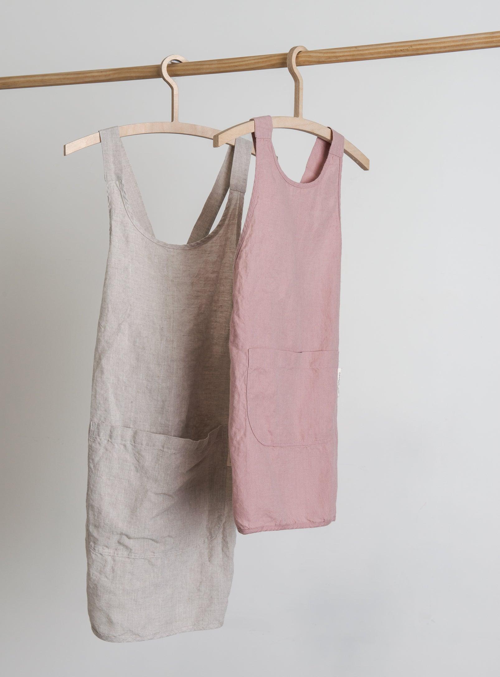 Linen Kids Apron - Dusty-pink