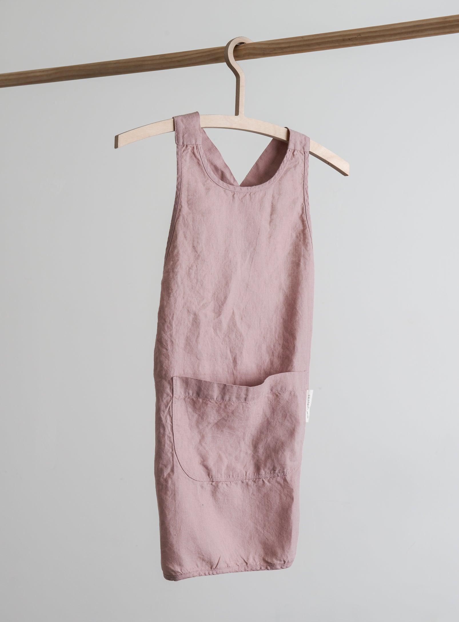 Linen Kids Apron - Dusty-pink