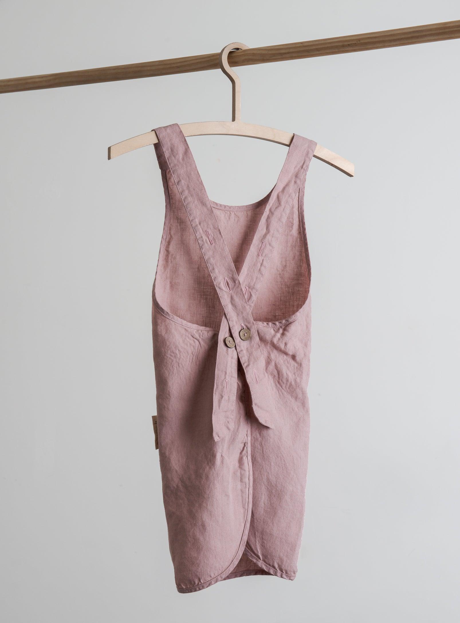 Linen Kids Apron - Dusty-pink