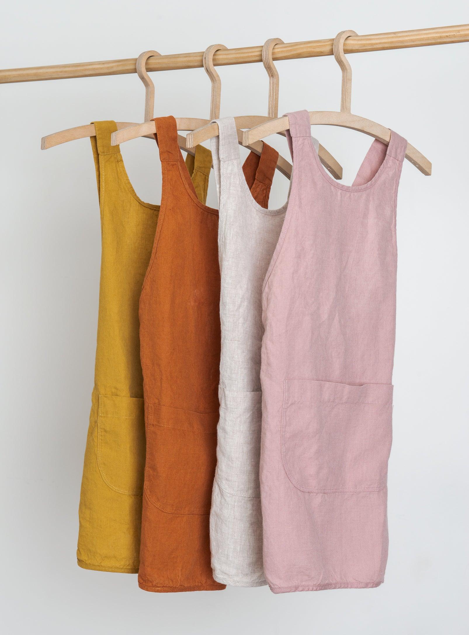 Linen Kids Apron - Dusty-pink