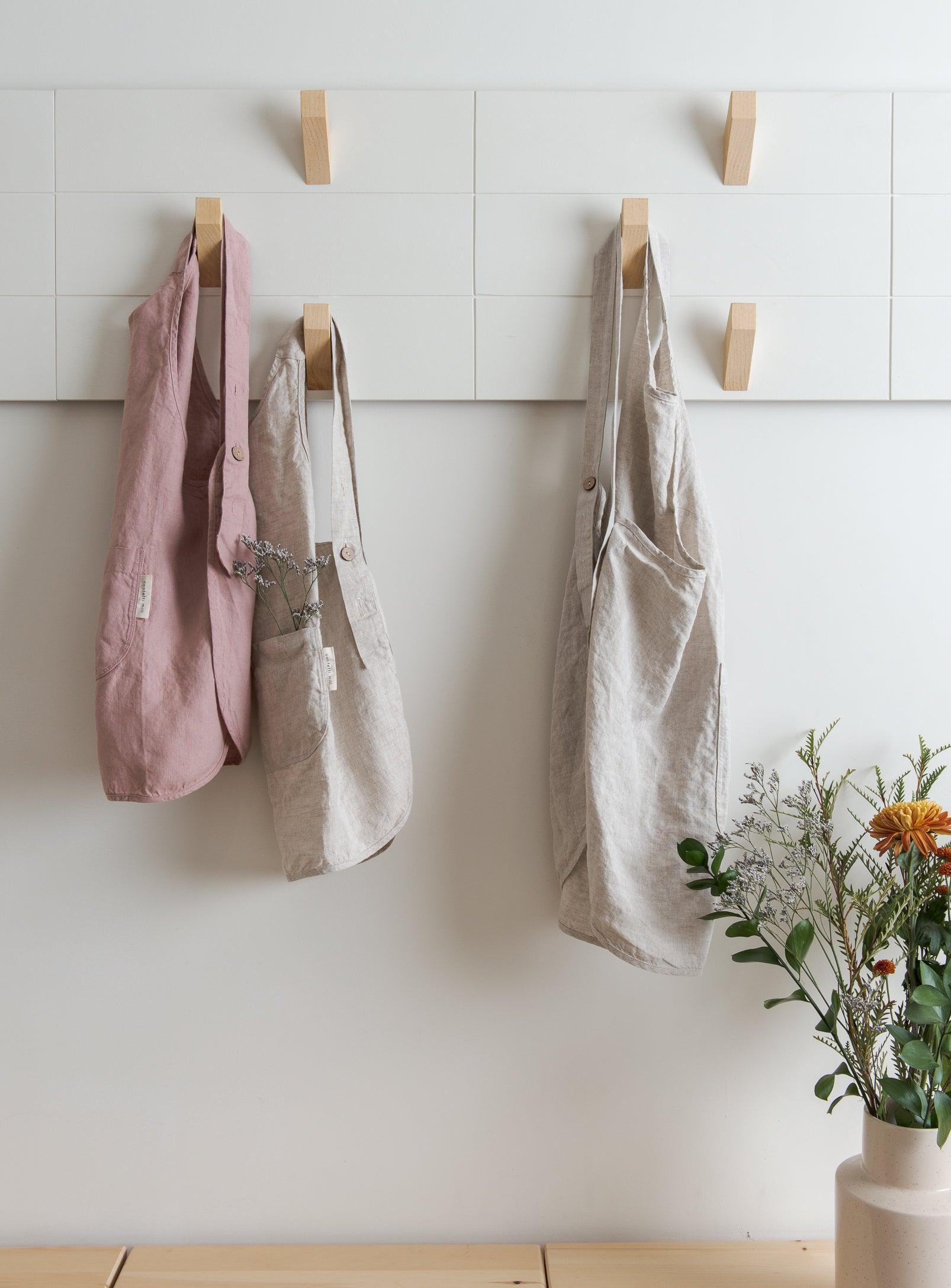 Linen Kids Apron - Dusty-pink