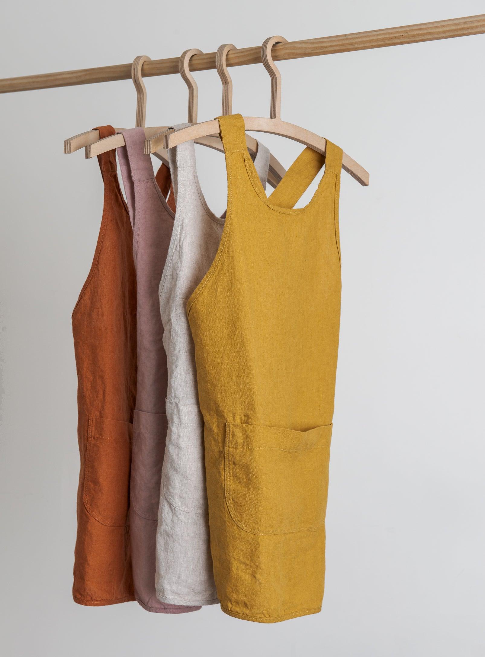 Linen Kids Apron - Dusty-pink