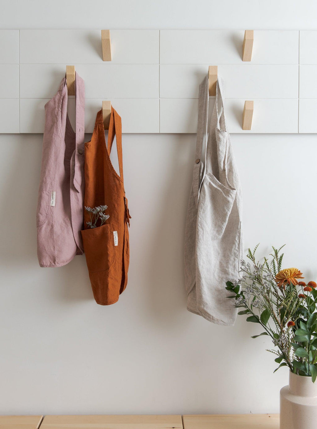 Linen Kids Apron - Dusty-pink