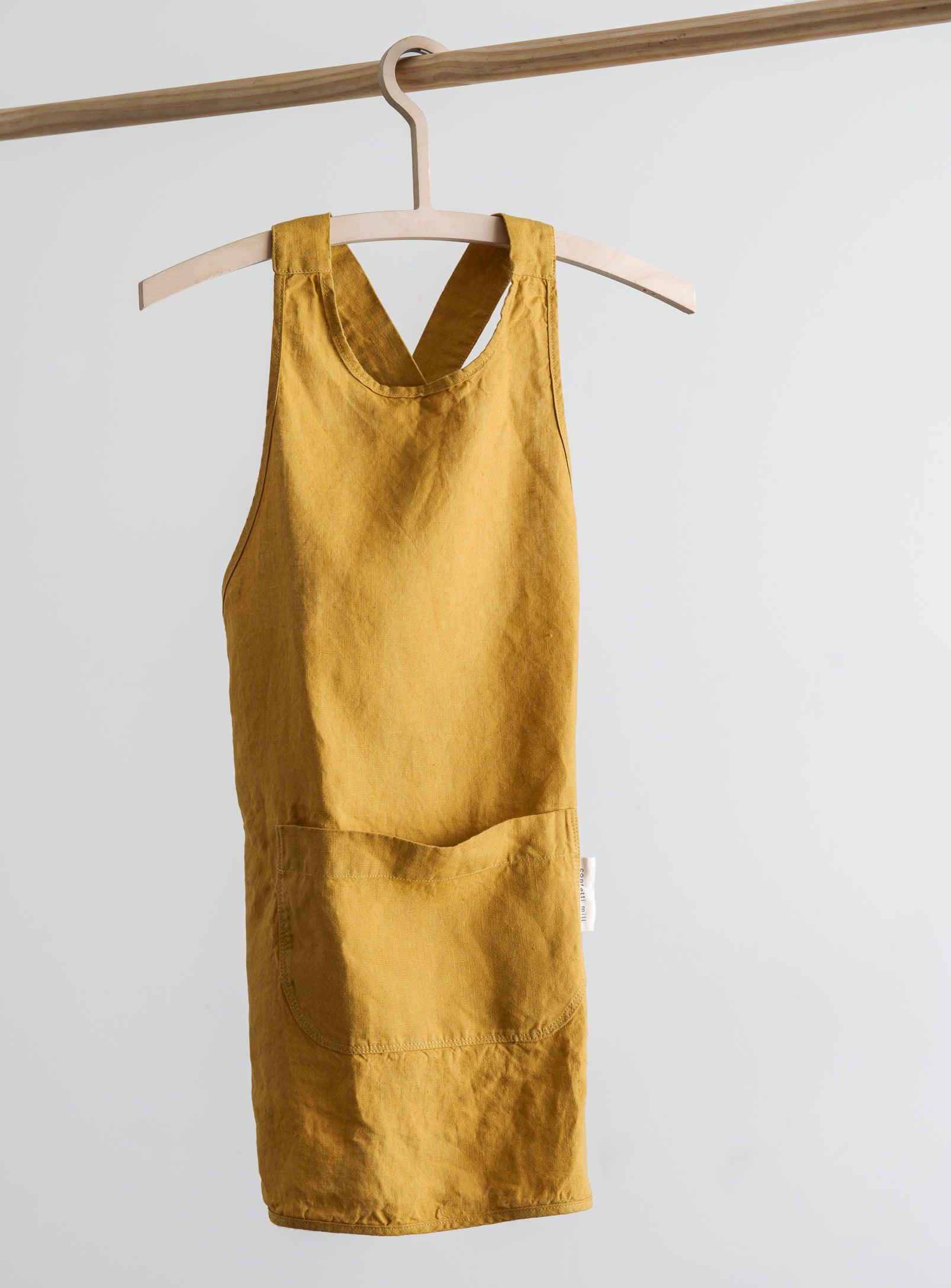 Linen Kids Apron - Ochre