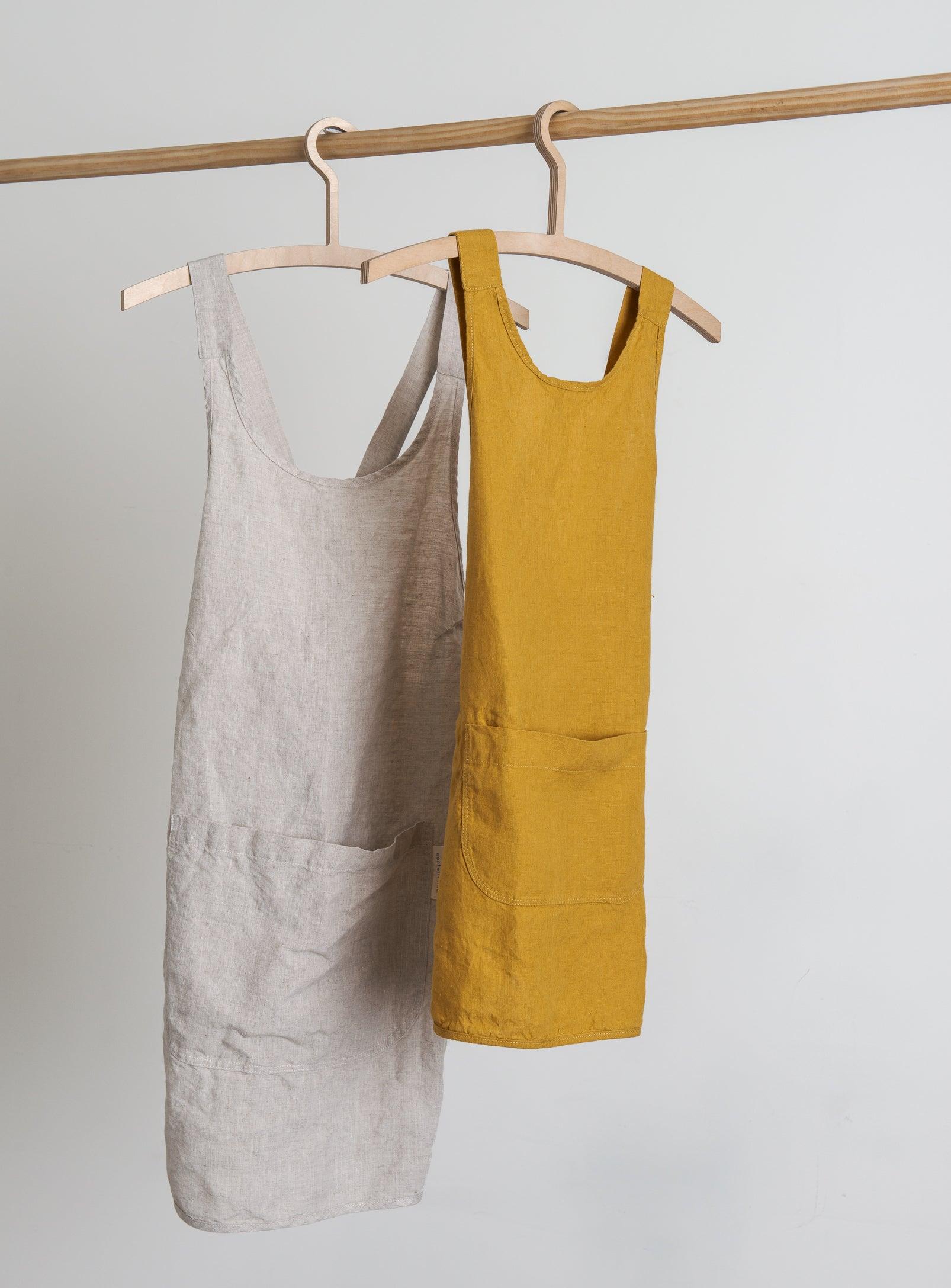 Linen Kids Apron - Ochre