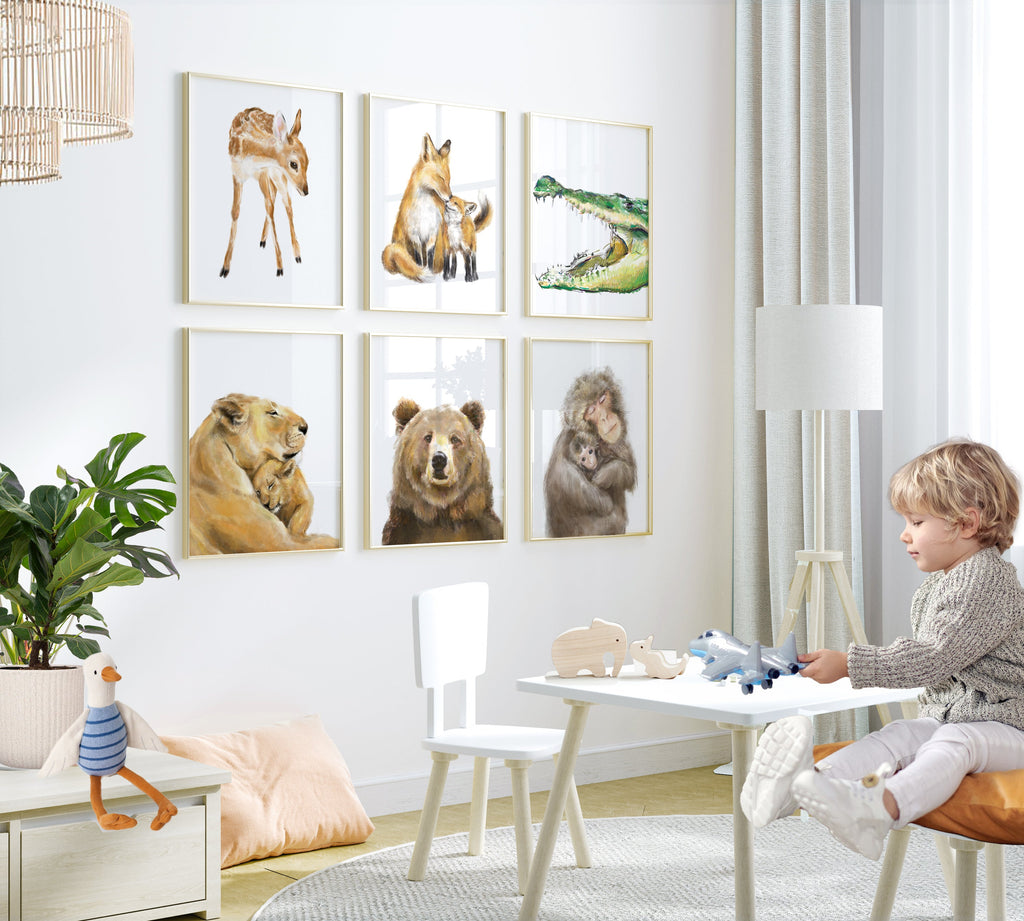 Illustration d'une maman lionne et son bébé