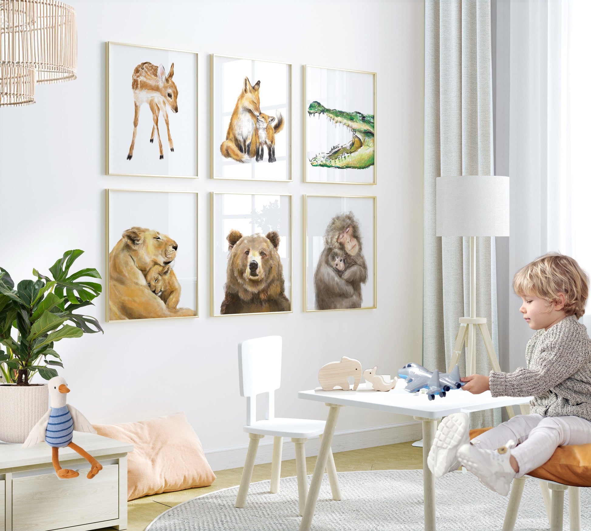 Illustration d'une maman lionne et son bébé