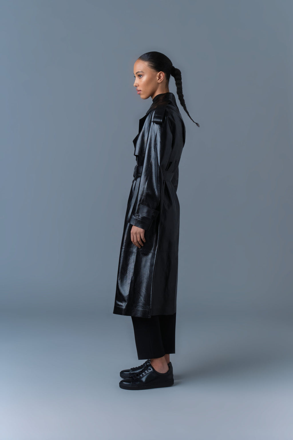 Trench en cuir CARMELA avec ceinture