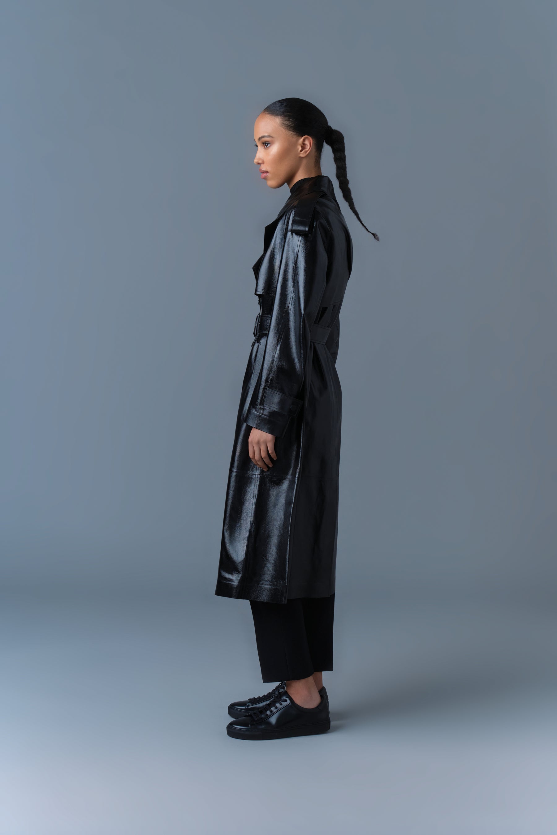 Trench en cuir CARMELA avec ceinture