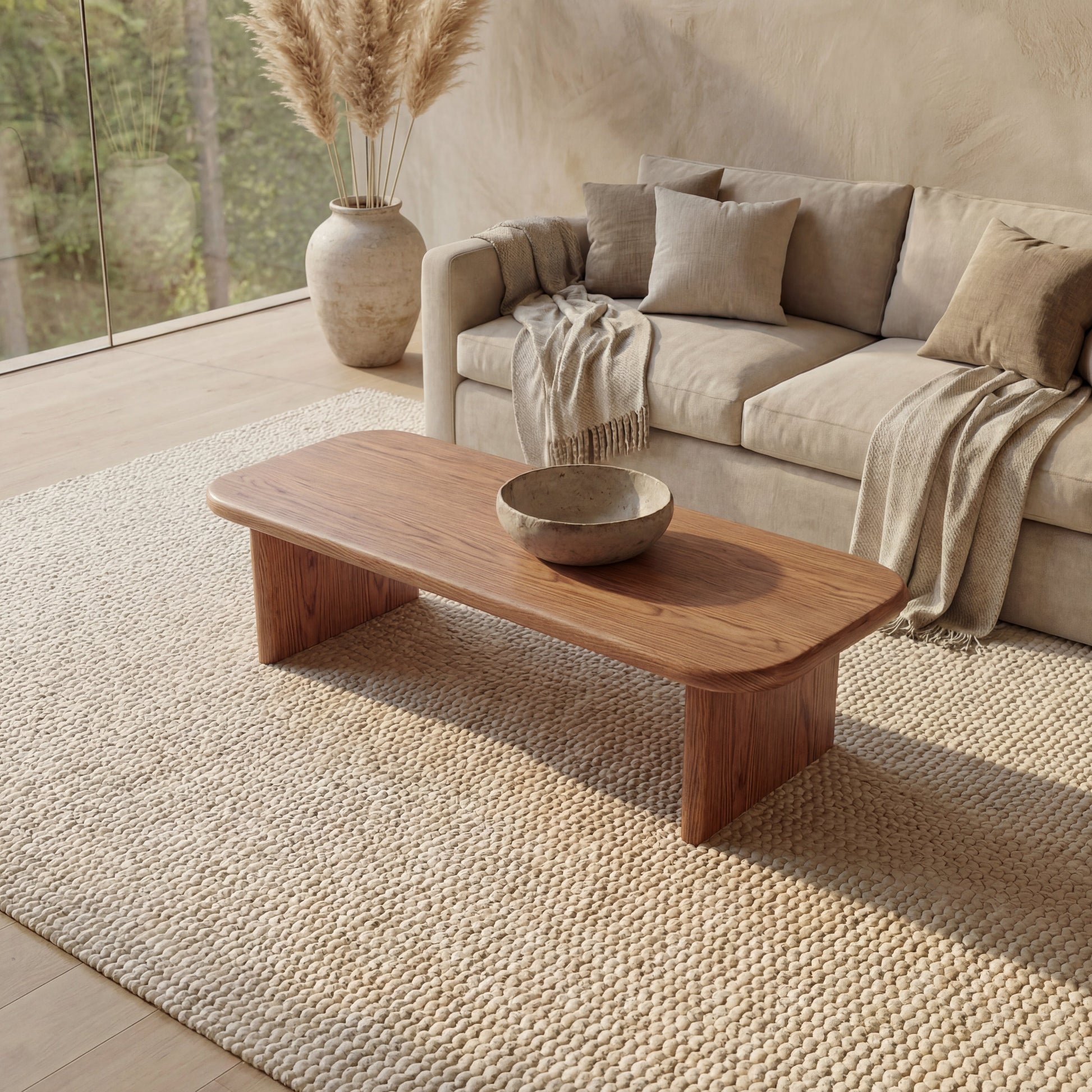 60 Inch Coffee Table in Red Oak