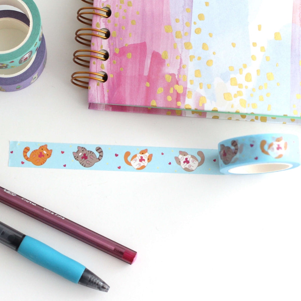Ruban Washi Chats Amoureux - Papeterie Mignonne - Ruban Washi Chaton