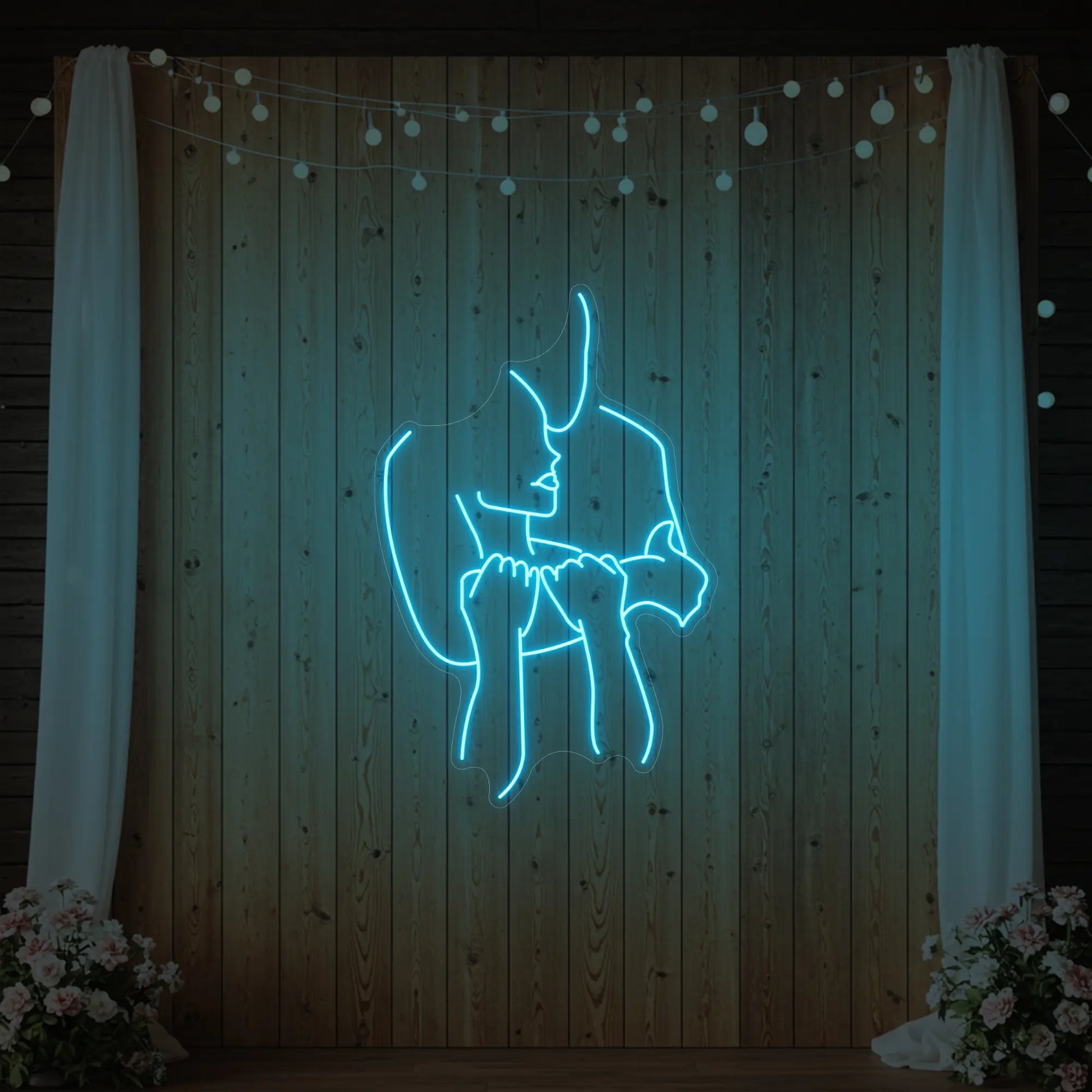 Enseigne lumineuse « Amoureux enlacés »