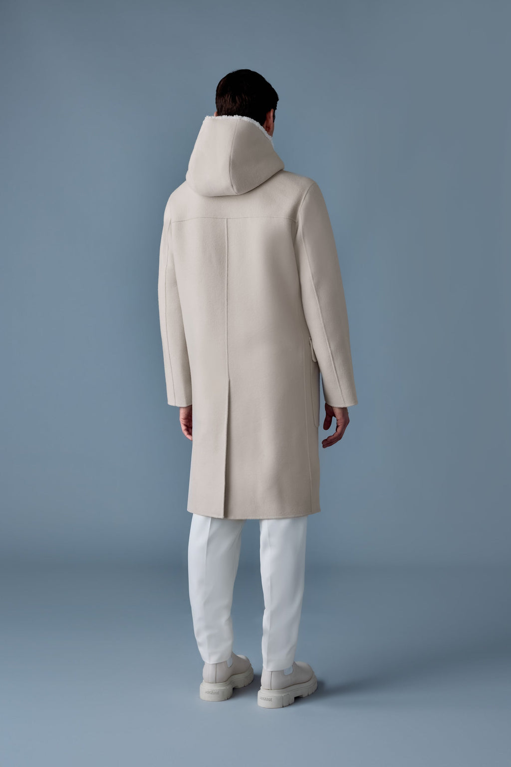 ABRAHAM Heavy double face wool long hooded coat