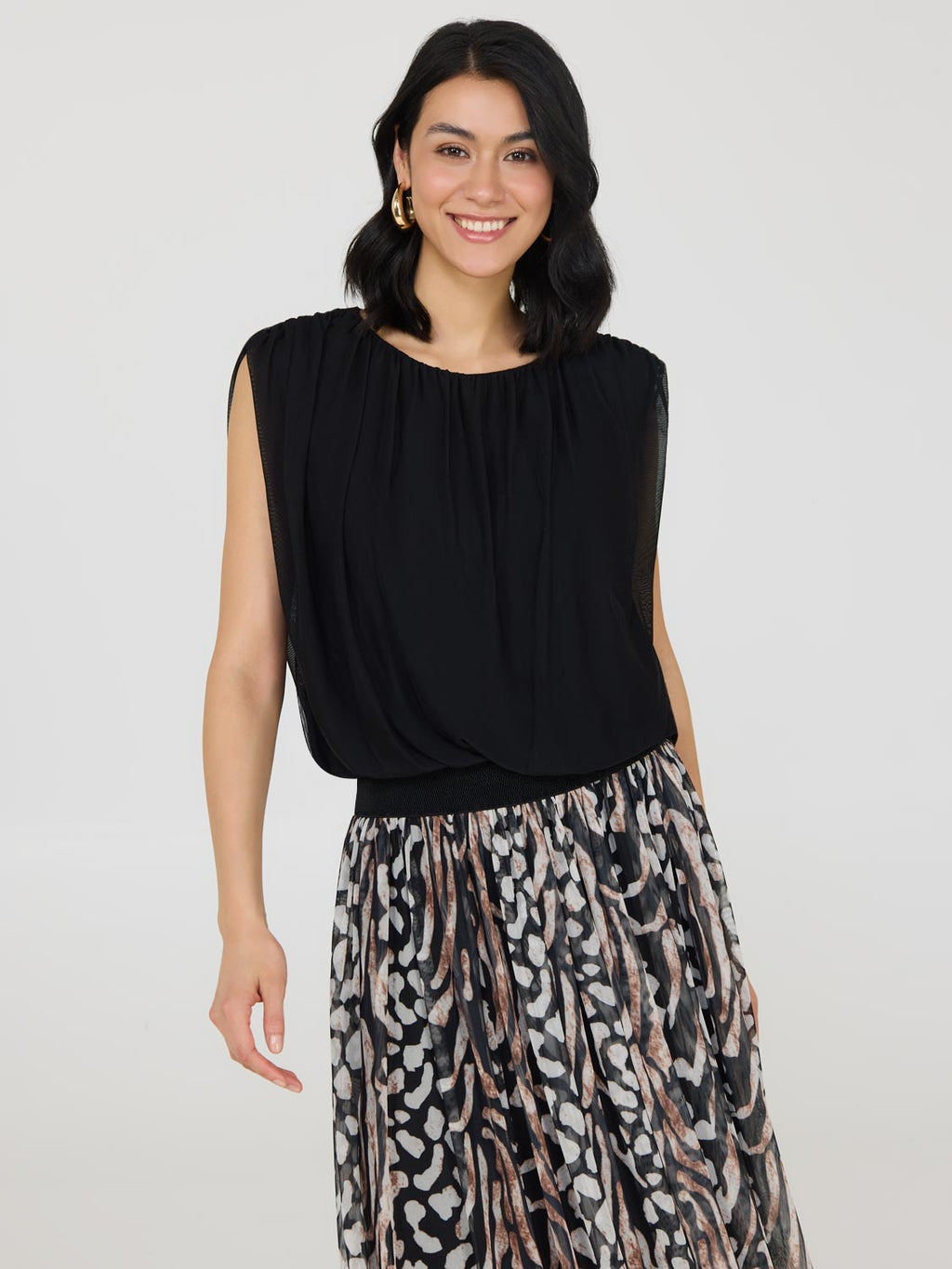 Sleeveless Bubble Hem Top