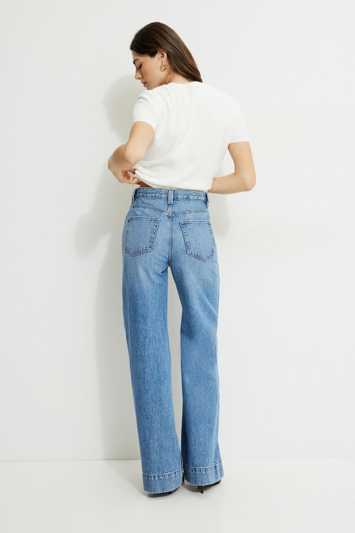 Jean Lennon taille ultra haute à jambes larges