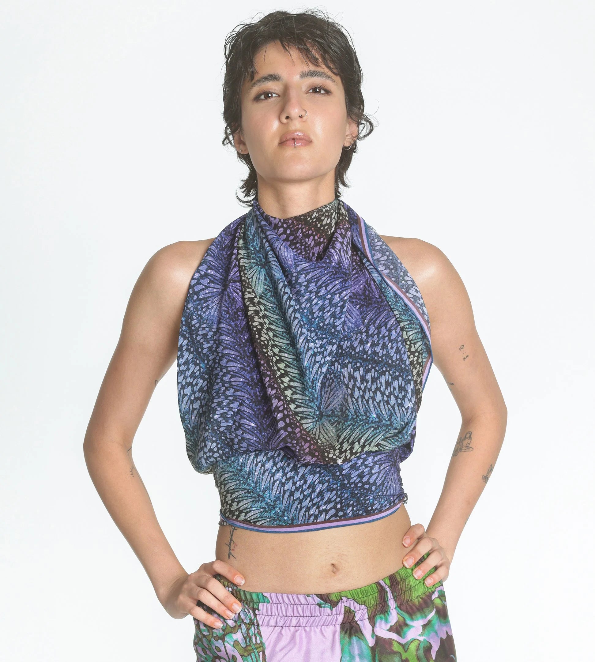 cool rainbow flutter stripe silk scarf