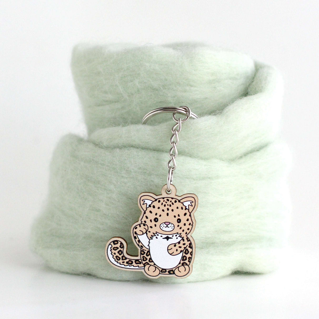 Porte-clés en bois léopard porte-bonheur de l'Amour - Cadeau durable - Porte-clés panthère