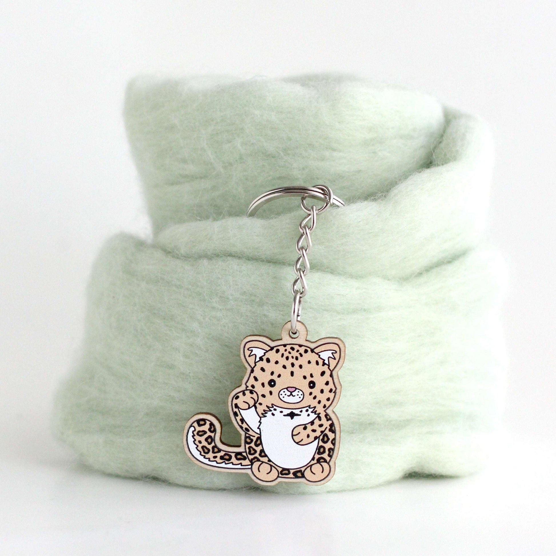 Porte-clés en bois léopard porte-bonheur de l'Amour - Cadeau durable - Porte-clés panthère