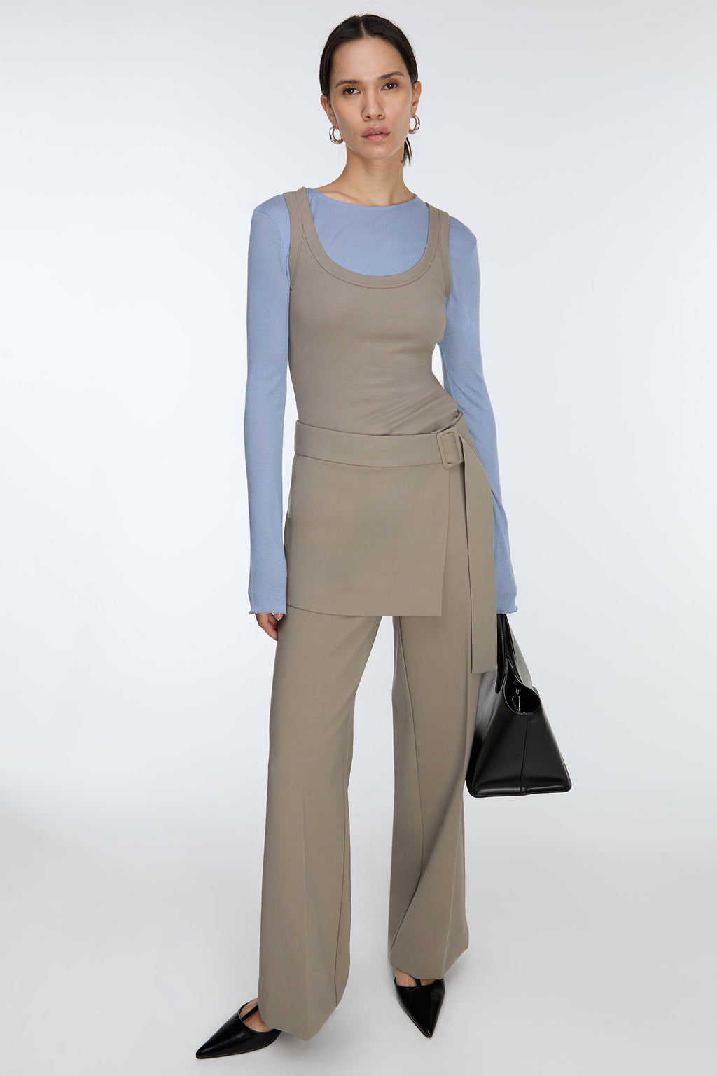 SKIRT-OVERLAY SUITING TROUSER
