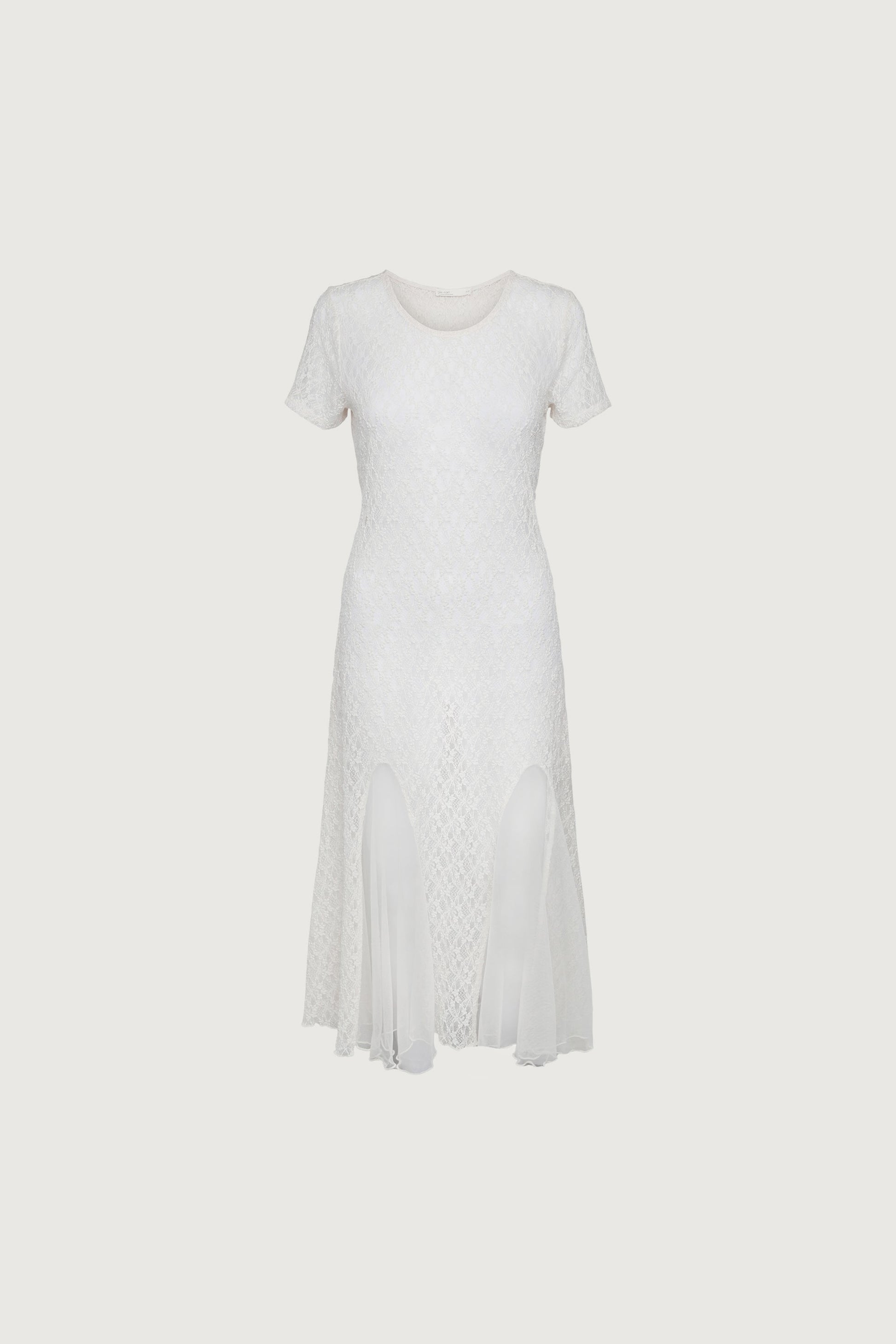 ROBE MIDI À MANCHES COURTES EN DENTELLE